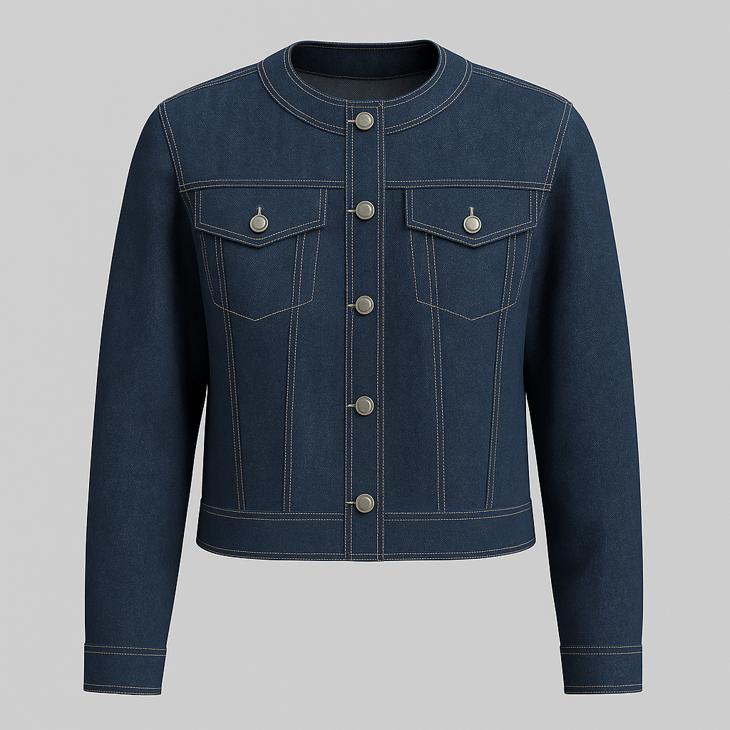 Round Neck Denim Jacket